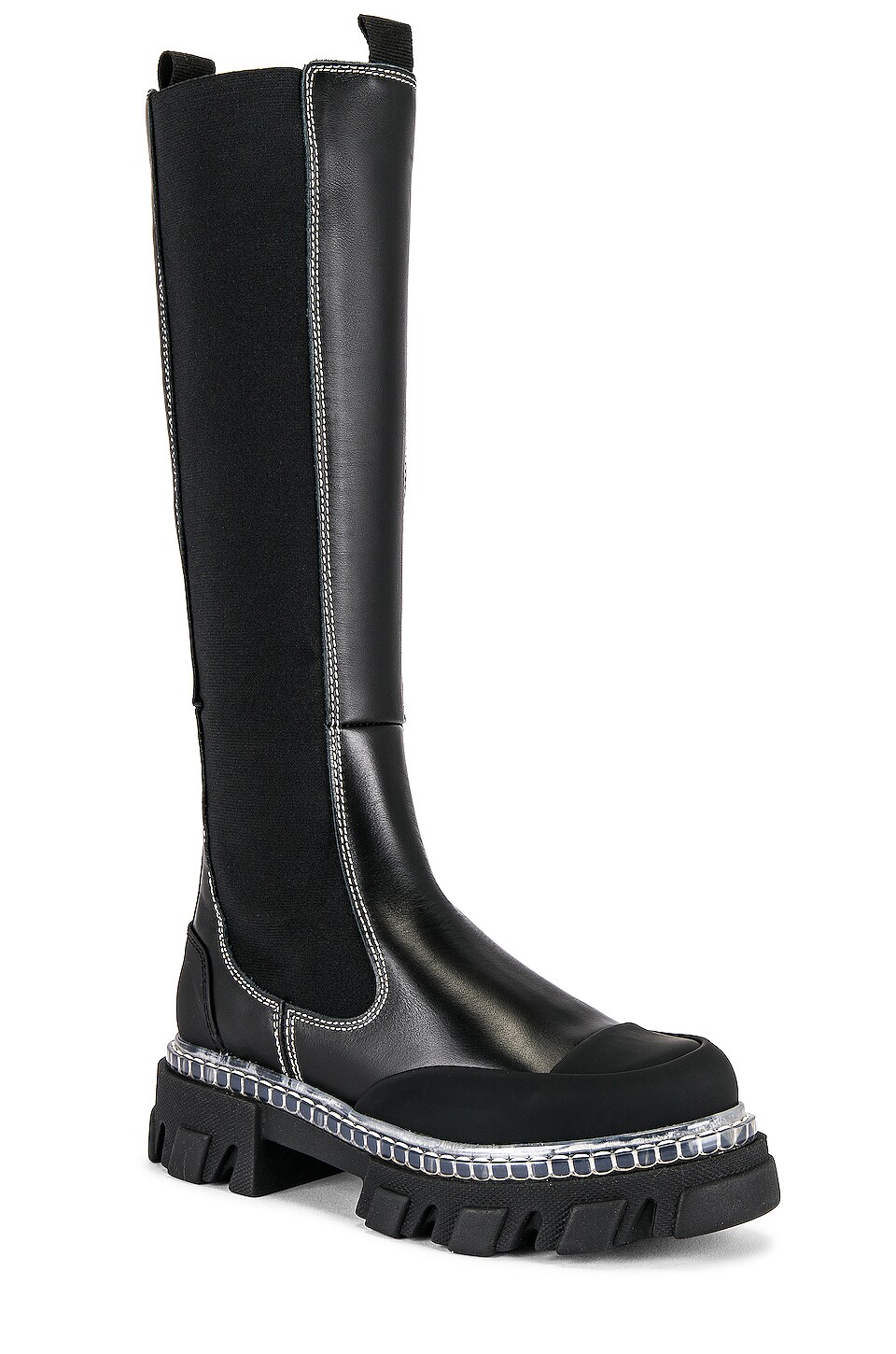 Ganni Cleated High Chelsea Boot in Black