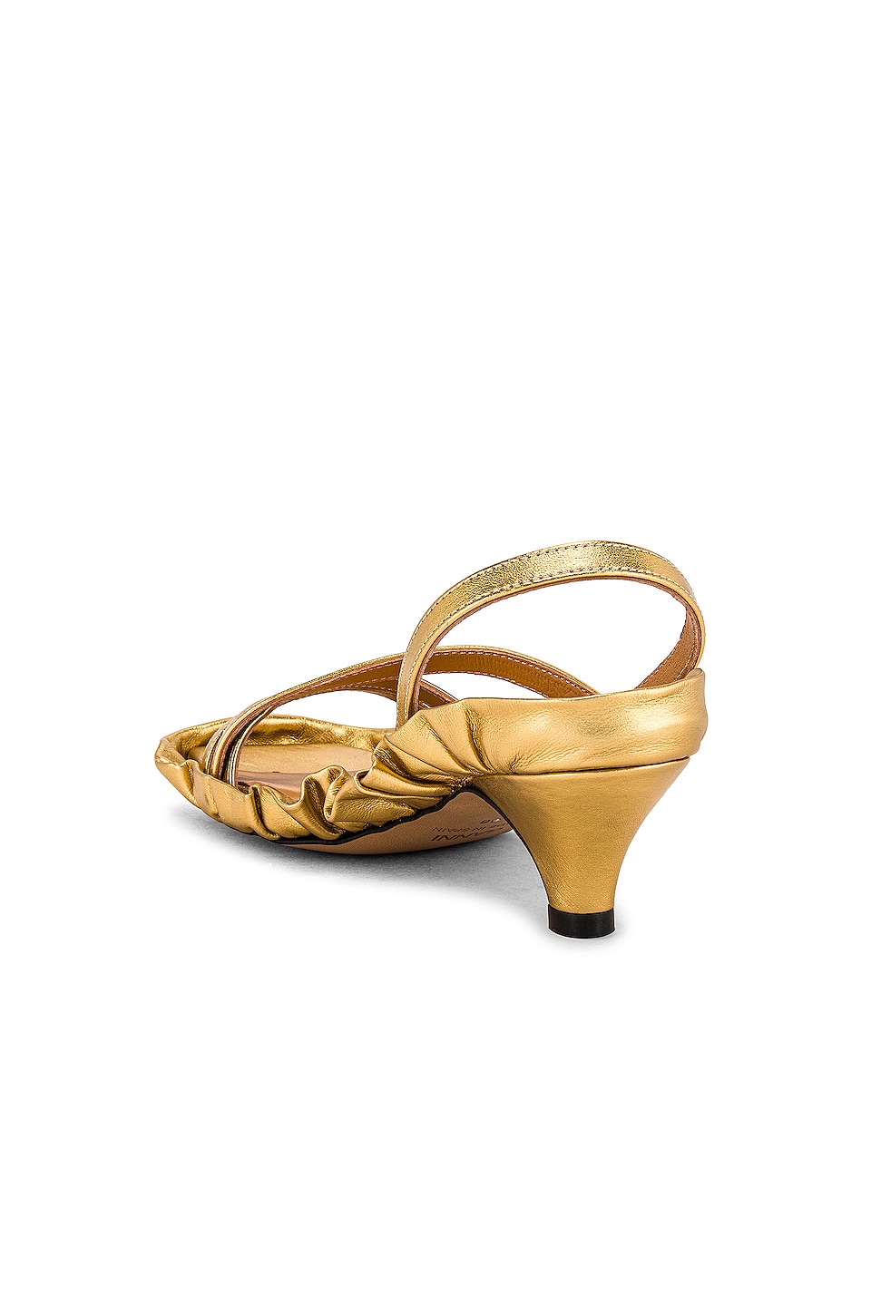 Ganni Kitten Heel Sandal In Gold Revolve