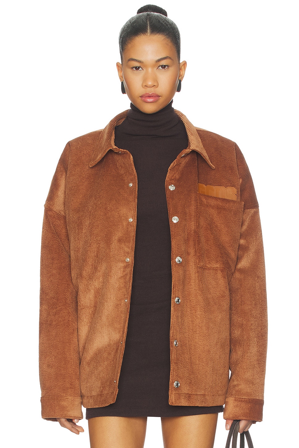 GCDS Corduroy Overshirt in Tobacco