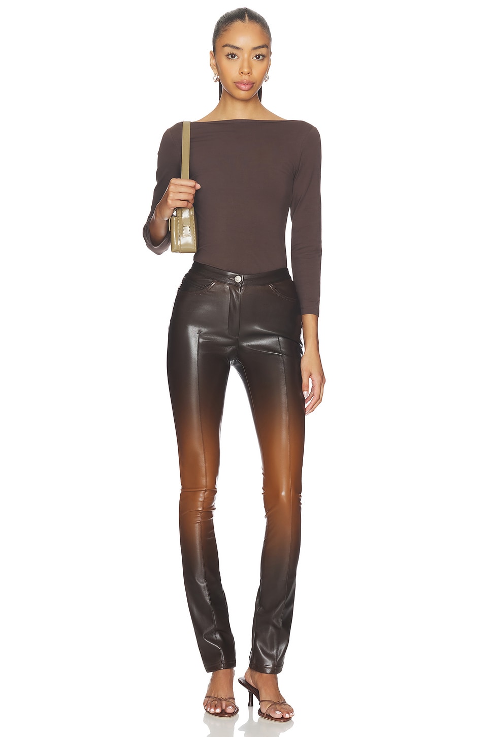 【pansy】ライトブラウン GCDS - Zippers Faded Faux Leather Skinny Pant | Plush
