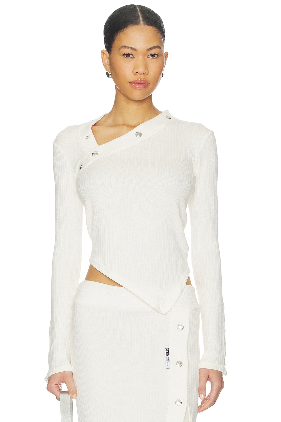 Ribbed Snap Long Sleeve Top - thumbnail 2