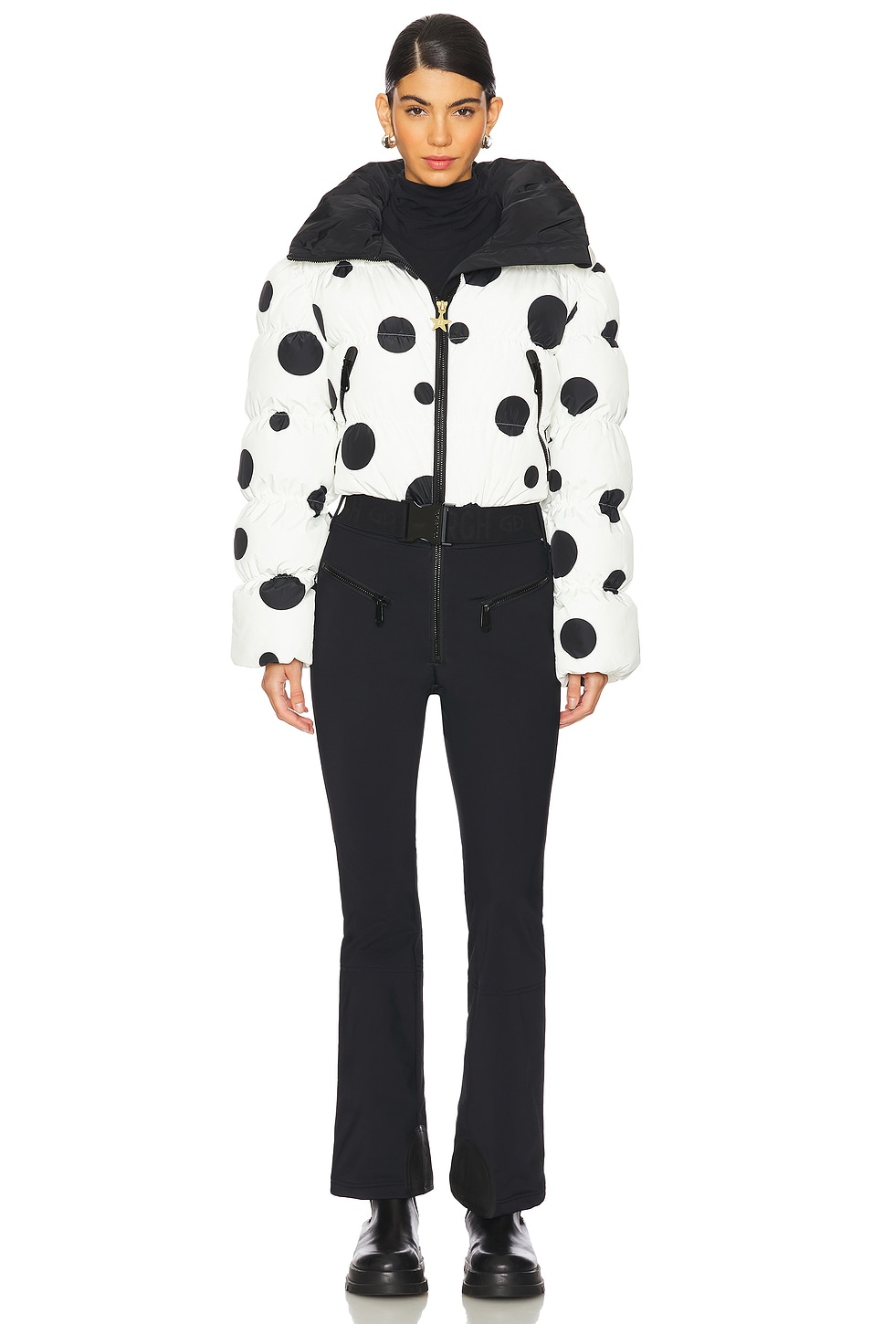 X Revolve Jumpsuit in Dot Cream & Black