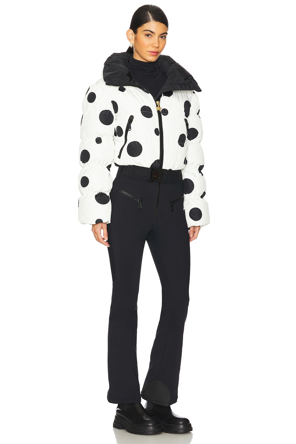 X Revolve Jumpsuit in Dot Cream & Black - Thumbnail 2