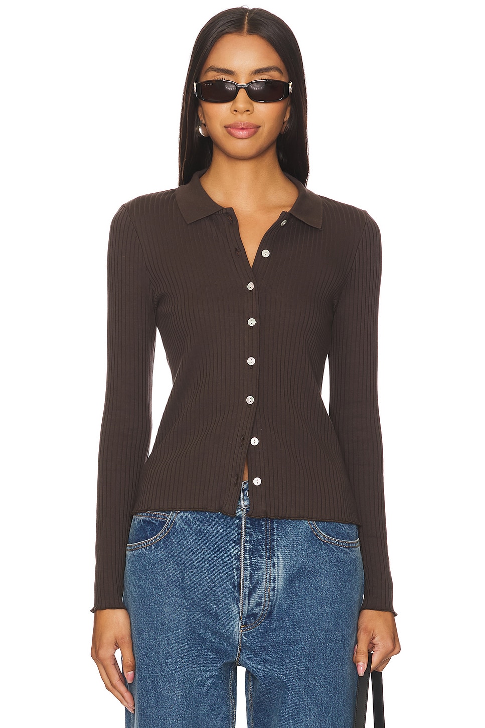 Goldie Lettuce Hem Cardigan in Coffee | REVOLVE