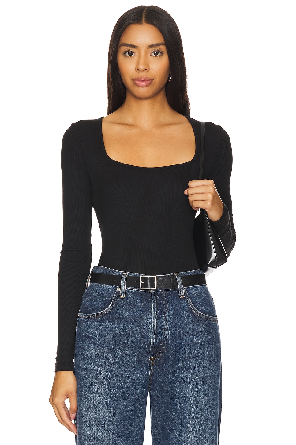 Goldie Square Neck Long Sleeve Tee in Black | REVOLVE
