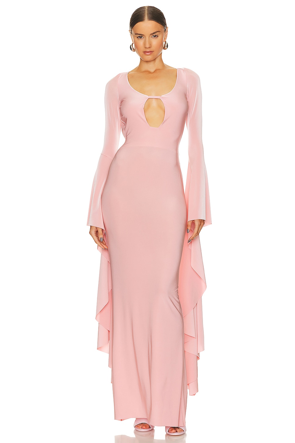 Light pink long on sale sleeve maxi dress