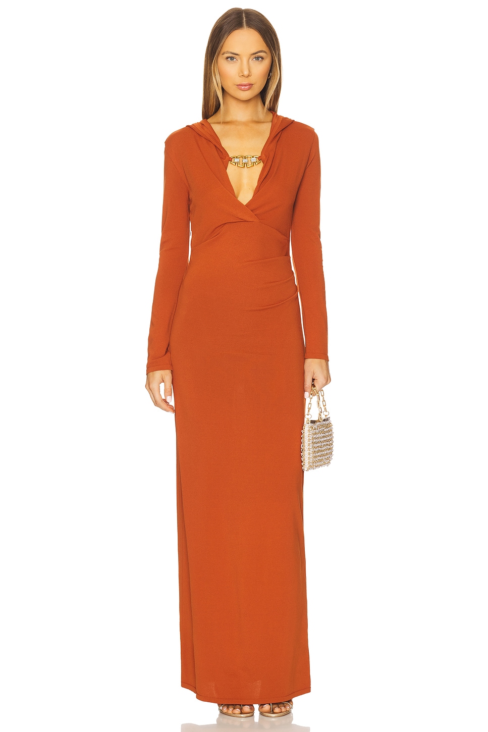 brown dress hijab In Ambience Mesh Maxi Dress Orange main image 1