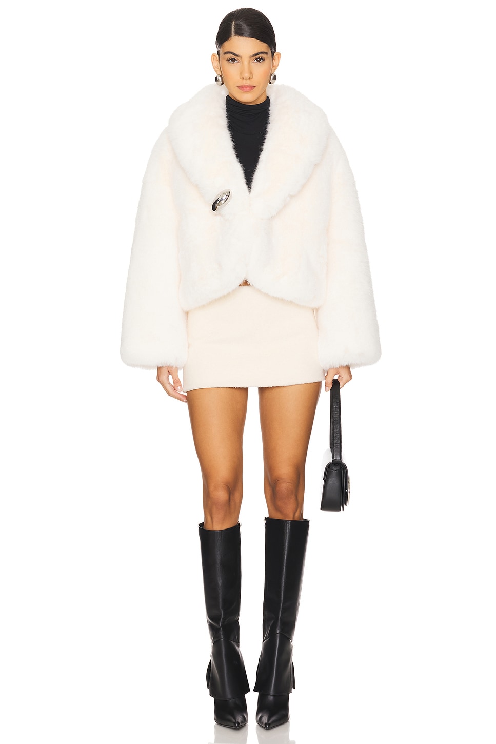 GIUSEPPE DI MORABITO Cropped Faux Fur Jacket in White | REVOLVE
