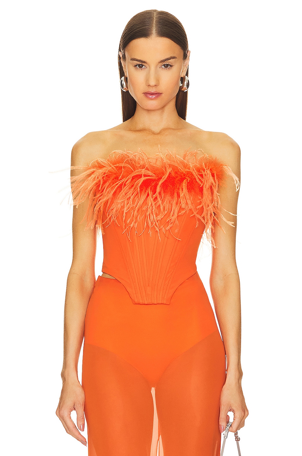 Feather Strapless Bustier