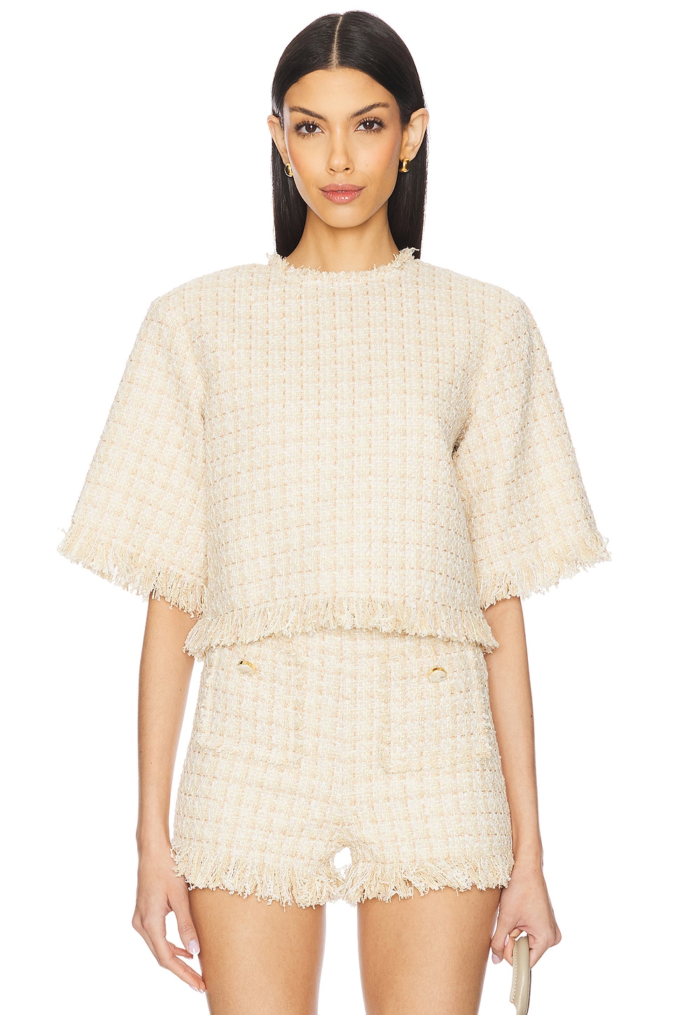 GIUSEPPE DI MORABITO Short Sleeve Top in Beige | REVOLVE