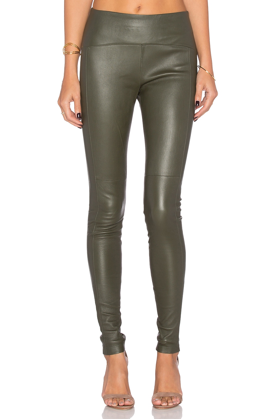 green leather pants