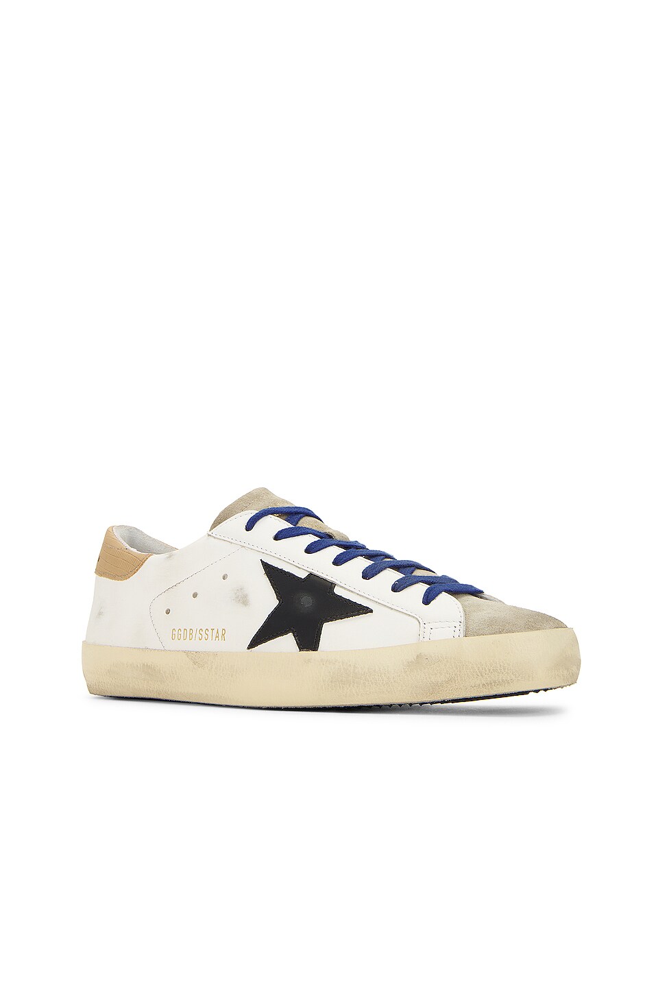 Golden Goose Super Star Shoe in White, Taupe, Black, & Light Brown