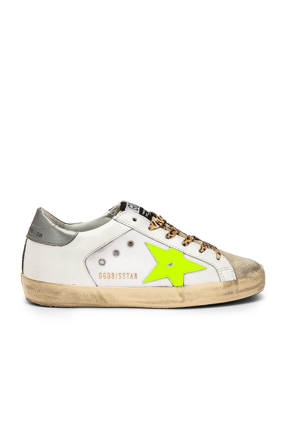 Golden Goose Superstar Sneaker in White Canvas & Fluorescent | REVOLVE