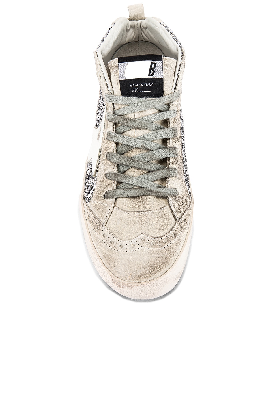Golden Goose Mid Star Sneaker in Silver Glitter & White | REVOLVE
