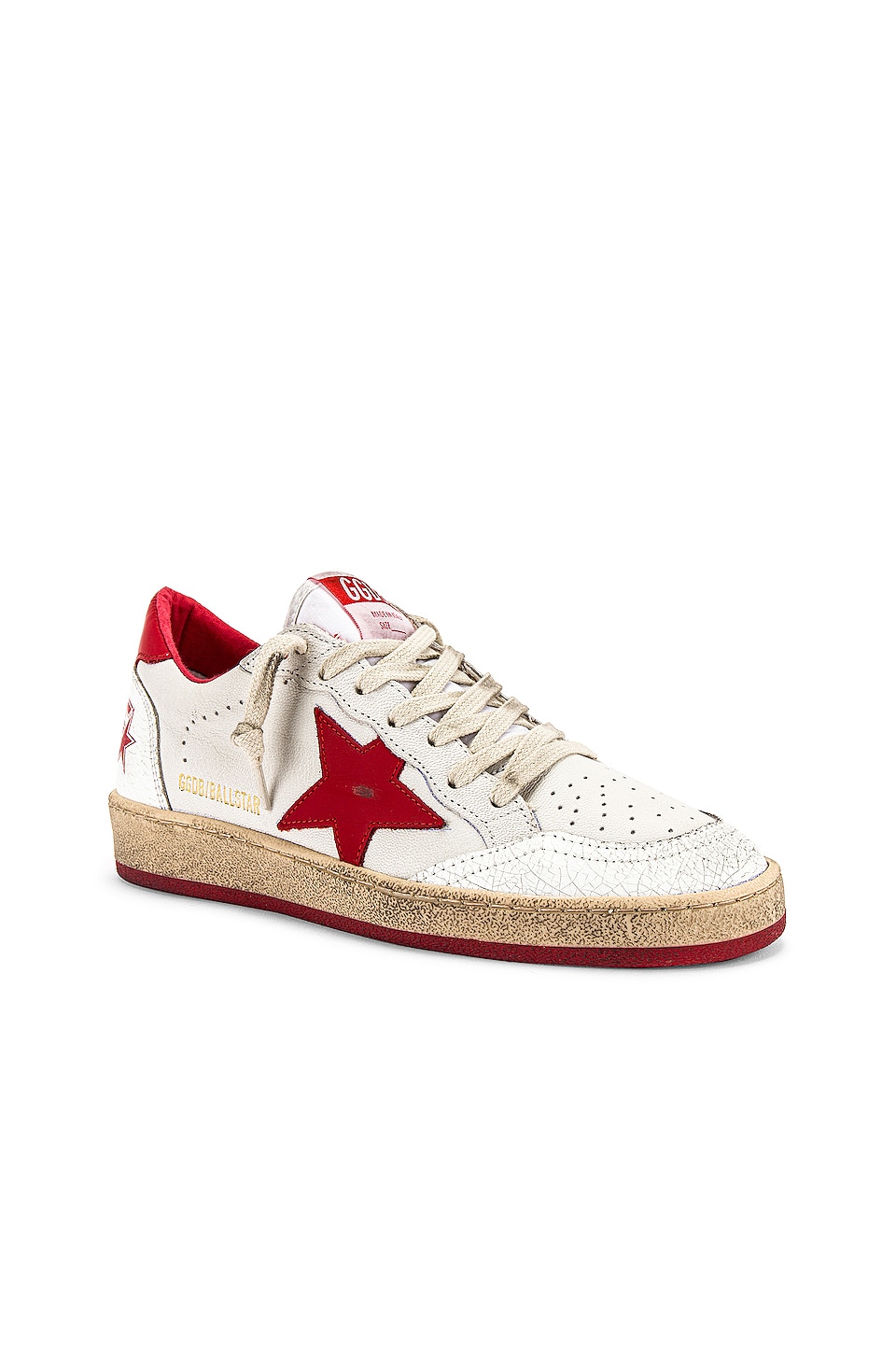 Golden Goose Ballstar Sneaker in White & Strawberry Red