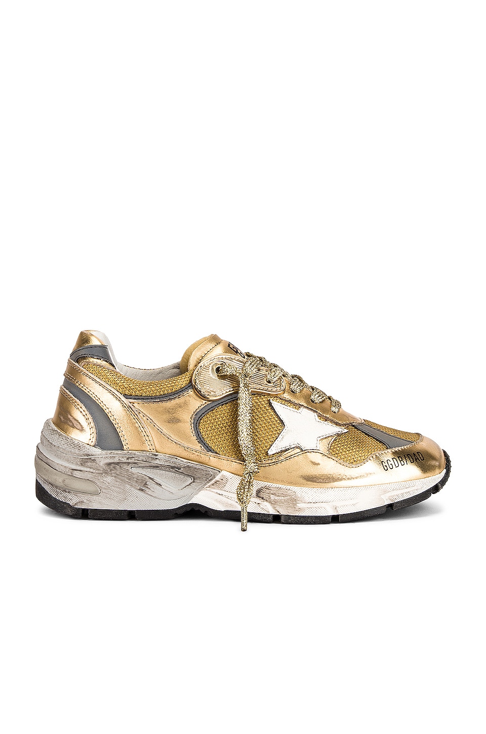 Golden Goose Running Dad Sneaker in Gold & White | REVOLVE