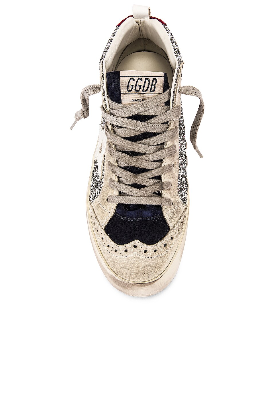 Golden Goose Mid Star Glitter Sneaker in Silver, Ice, Night Blue, White ...