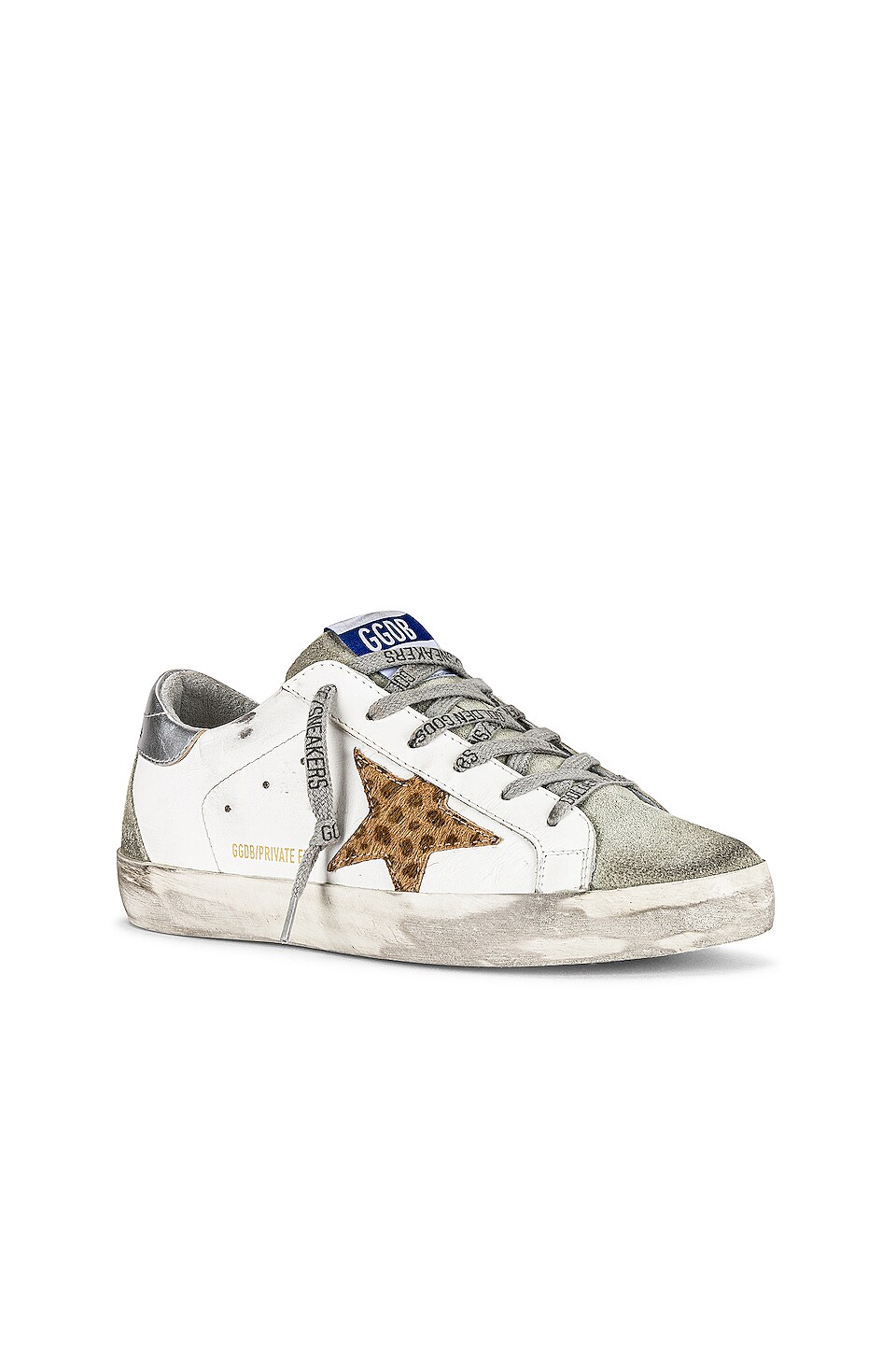 Golden Goose x REVOLVE Superstar Sneaker in White, Leopard, Silver, & Ice