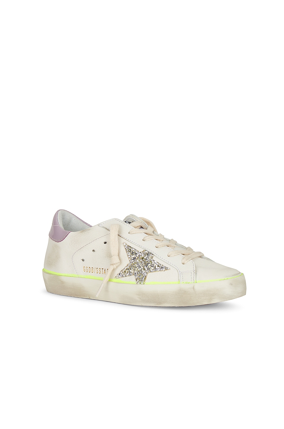 Golden Goose Super-Star Sneaker in White, Platinum, & Lilac