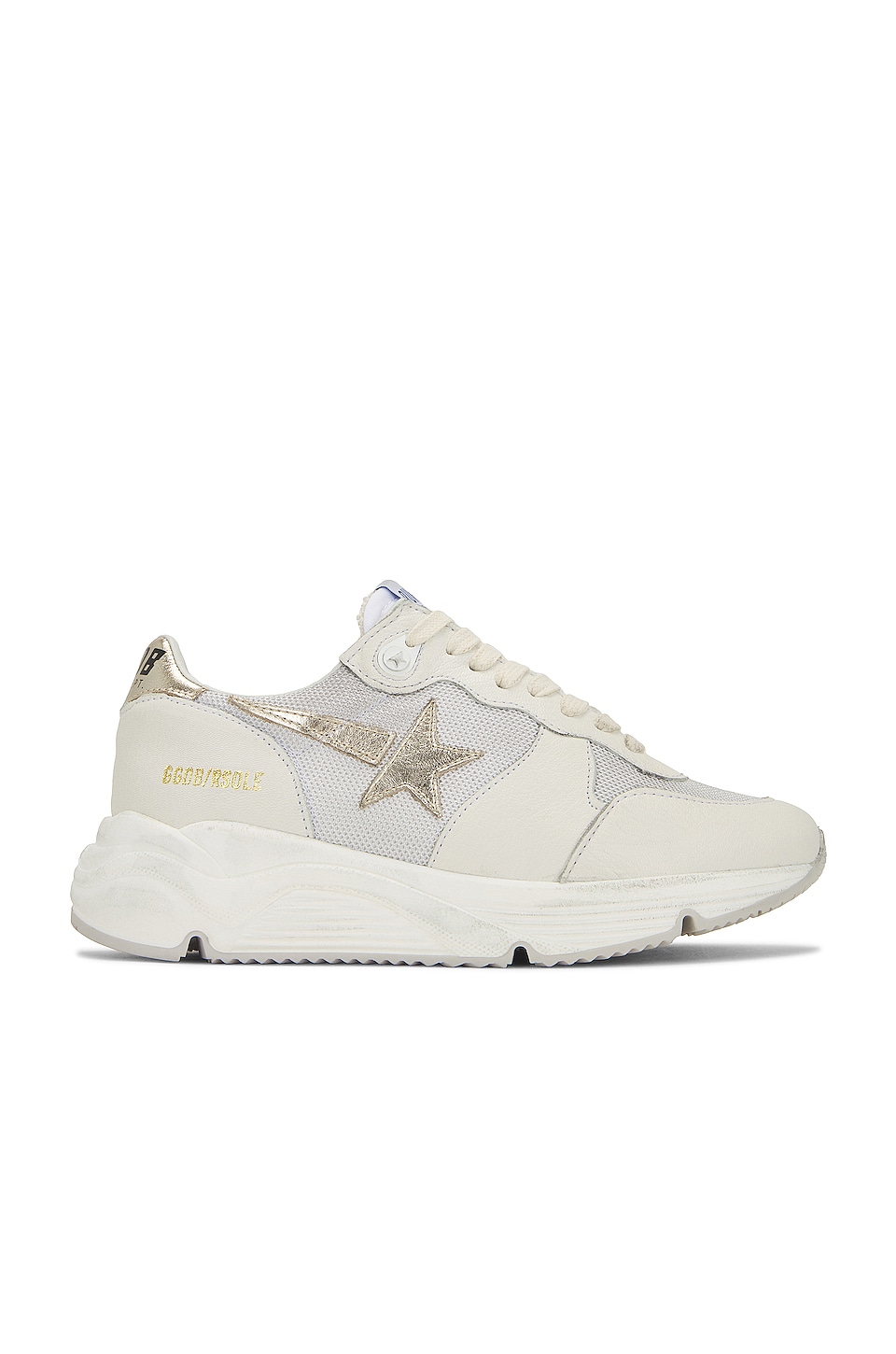 Golden Goose Running Sole Sneaker in Silver, White, & Platinum