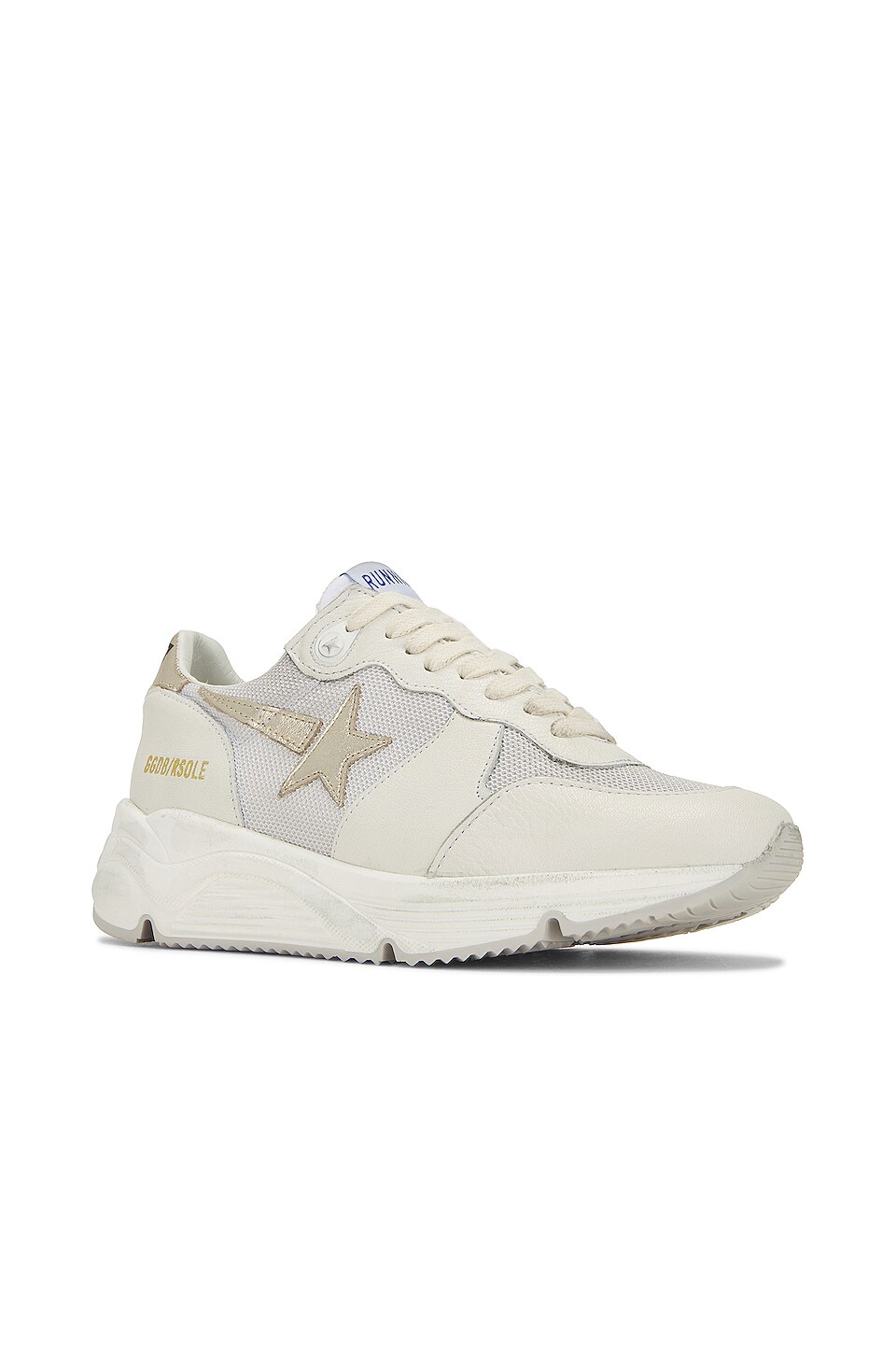 Golden Goose Running Sole Sneaker in Silver, White, & Platinum
