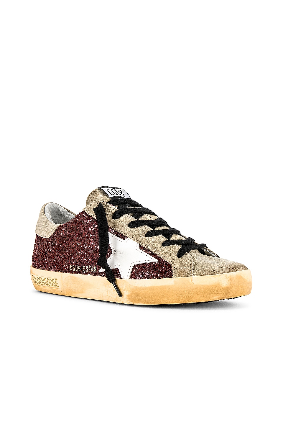 Golden Goose Super-Star Sneaker in Bordeaux, Taupe, & White