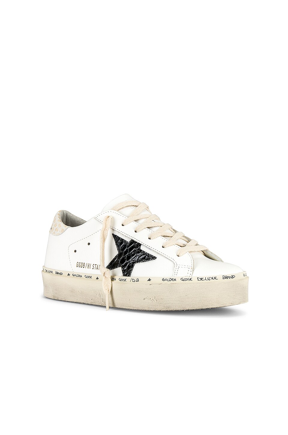 Golden Goose Hi Star Sneaker in White, Black, & Ivory
