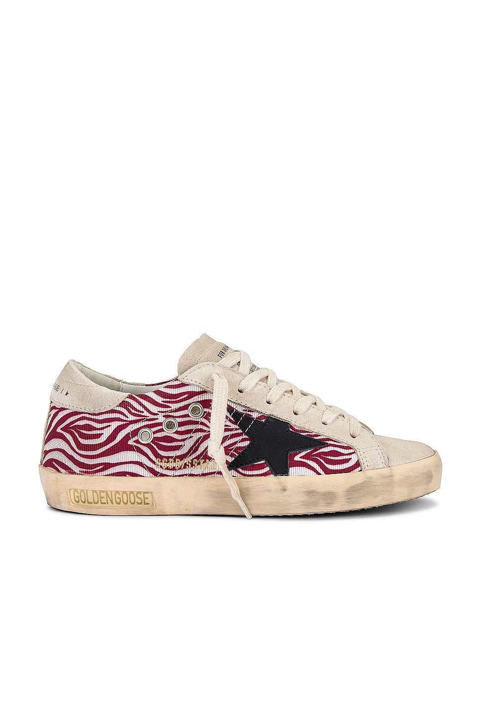 Golden Goose Super Star Sneaker in Cream Red Zebra, Beige, & Black | REVOLVE