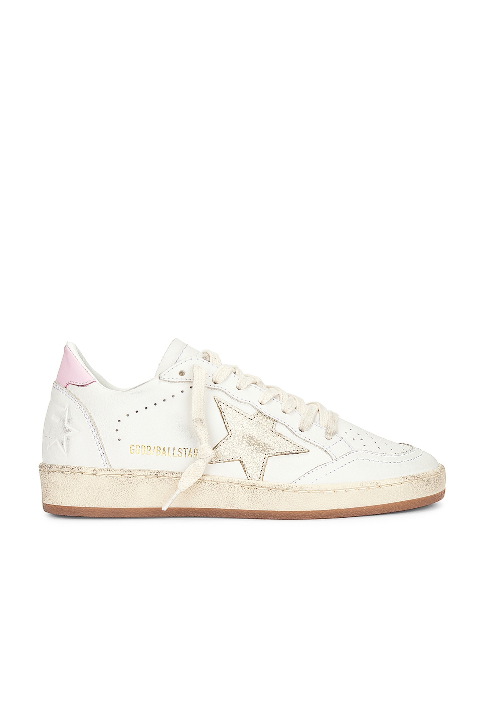 Golden Goose Ballstar Sneaker in White, Platinum, & Orchid Pink | REVOLVE