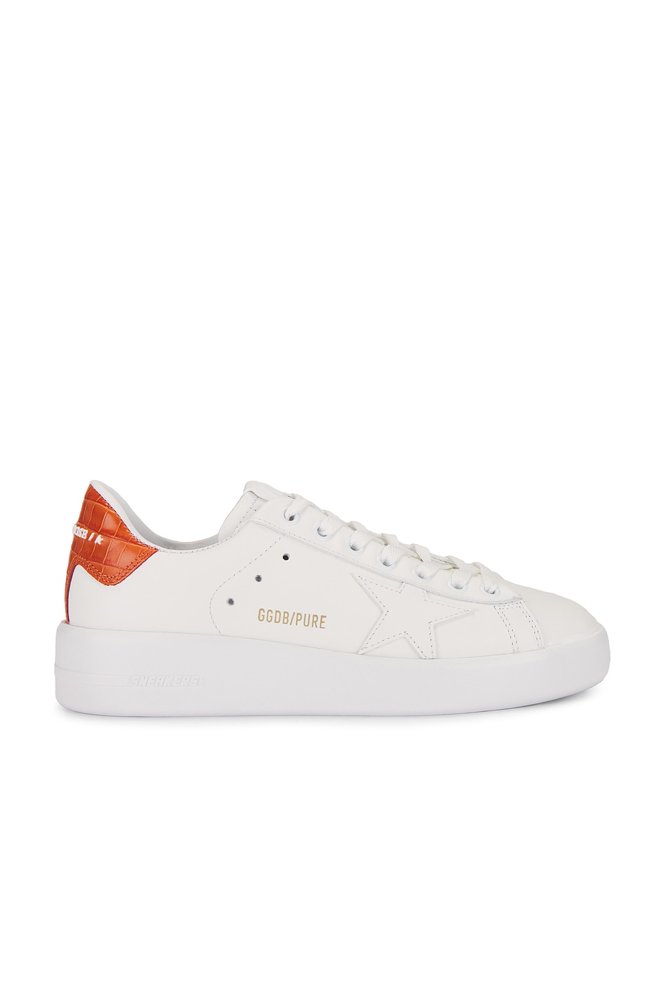 Golden Goose Pure Star Sneaker in White & Orange | REVOLVE