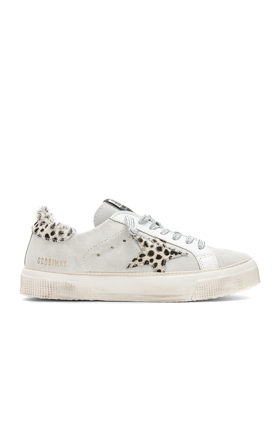 Golden Goose May Sneaker in White Suede & Leopard Star | REVOLVE