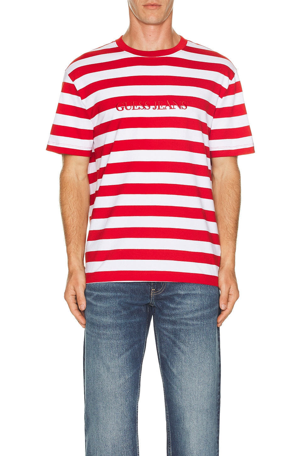 Guess jeans red striped shirt online