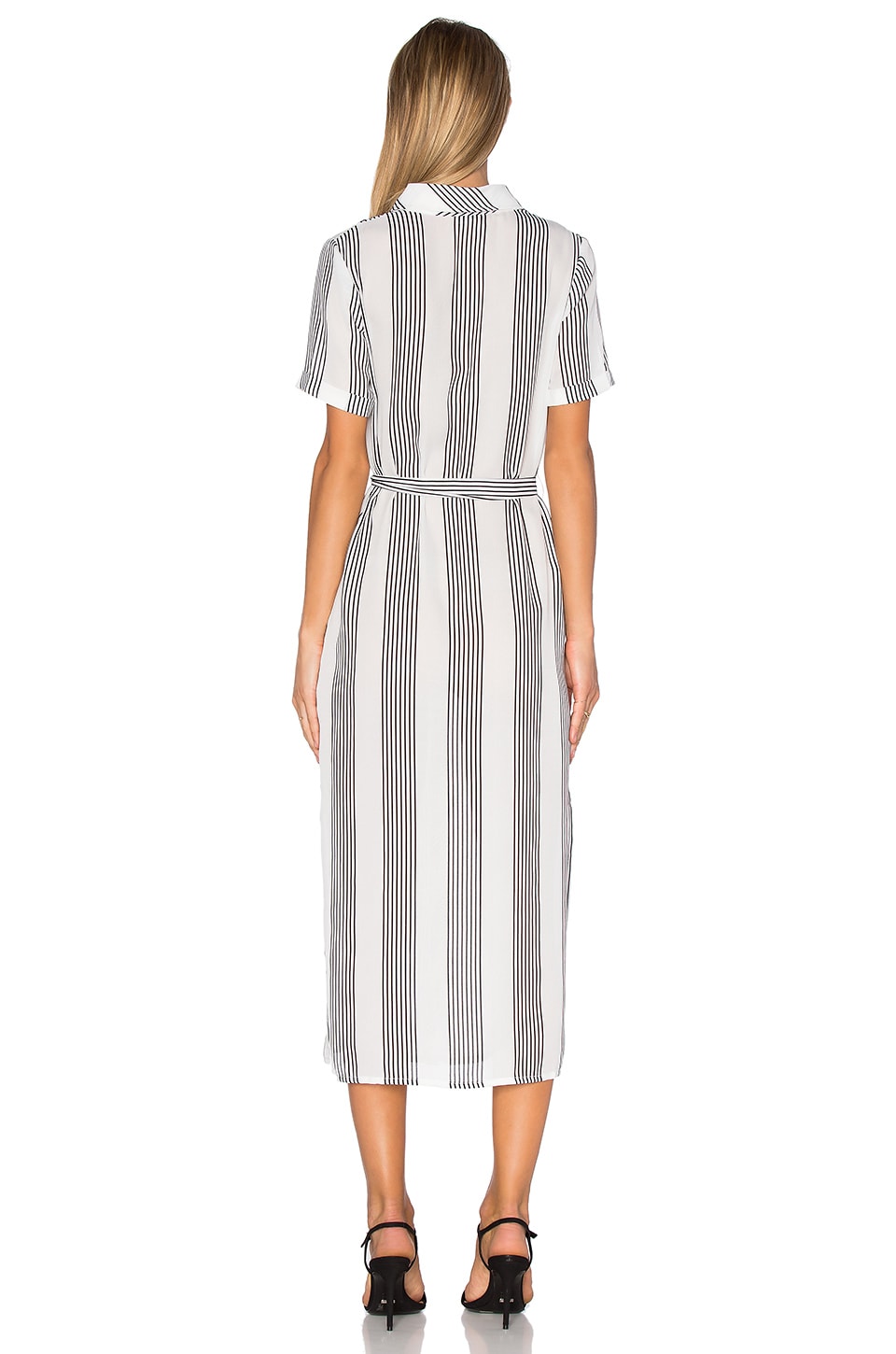 GLAMOROUS Button Up Dress in White Chiffon Stripe | REVOLVE