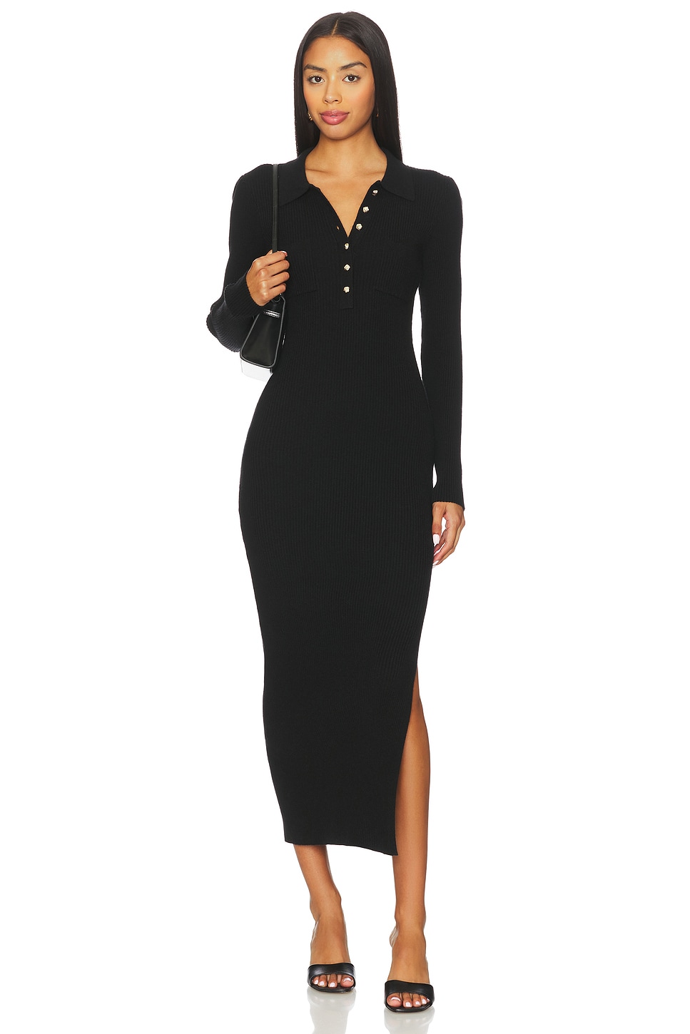 strapless open back dress Rib-Knit Slit Sweater Dress – Tuxedo Closeouts main image 0