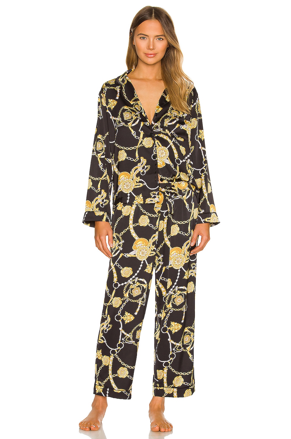 Generation Love Nikki Pajama Set in Black & Gold | REVOLVE