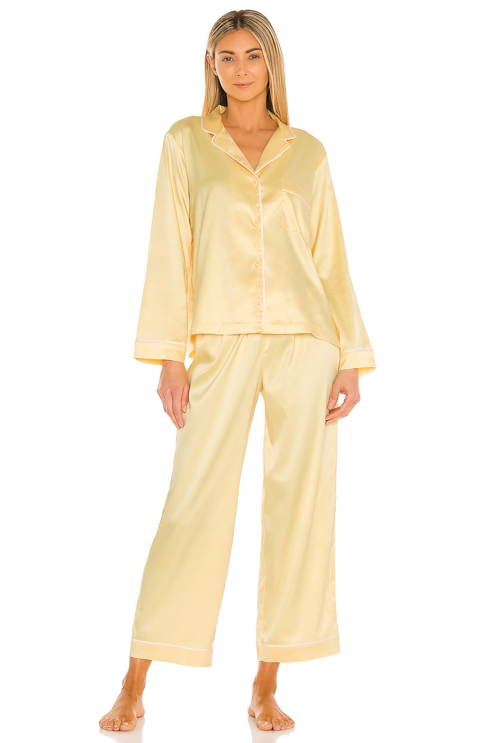 Generation Love Nikki Pajama Set in Pastel Yellow & White | REVOLVE