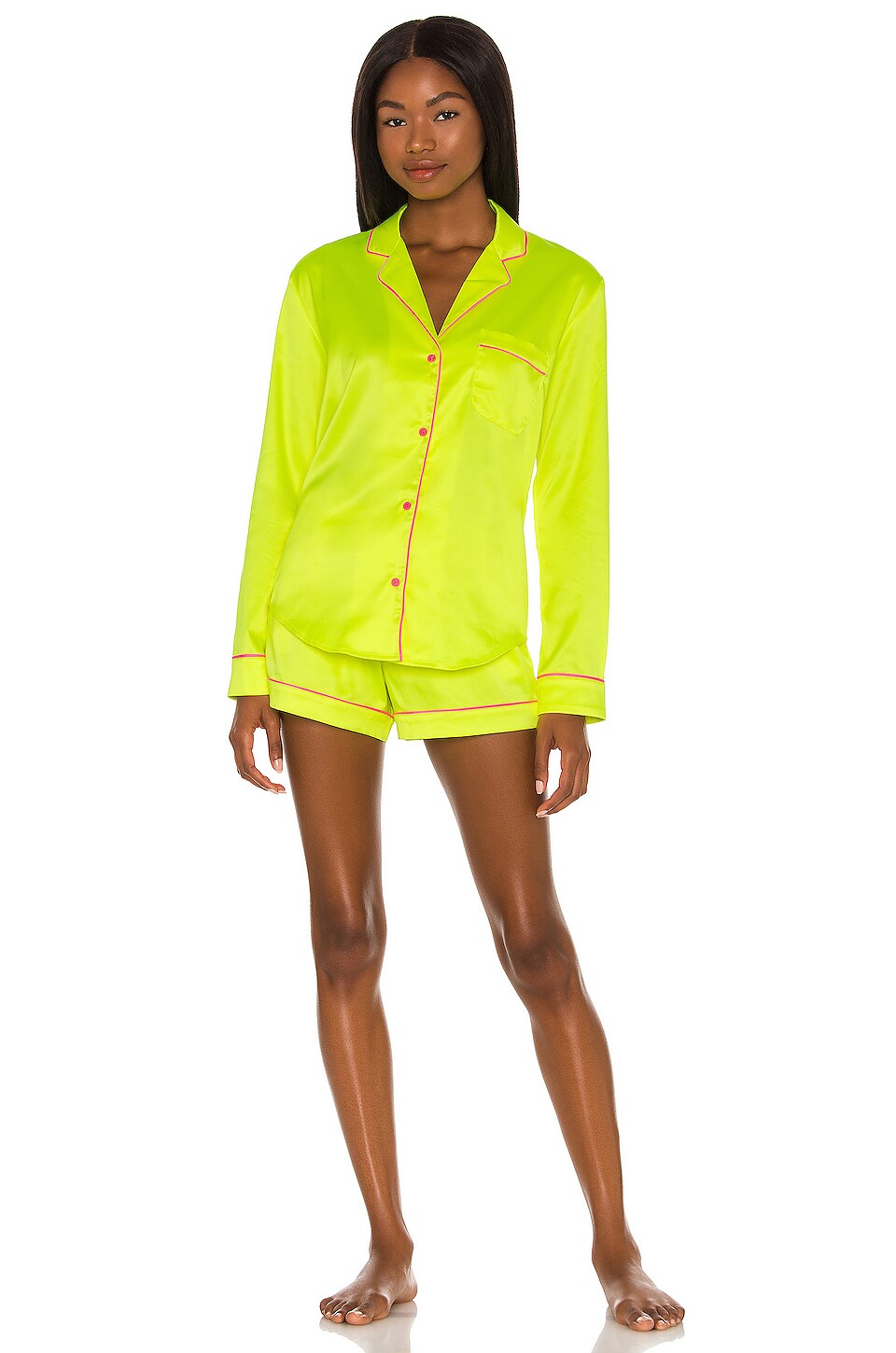 Generation Love Sophie Pajama Set in Neon Yellow REVOLVE