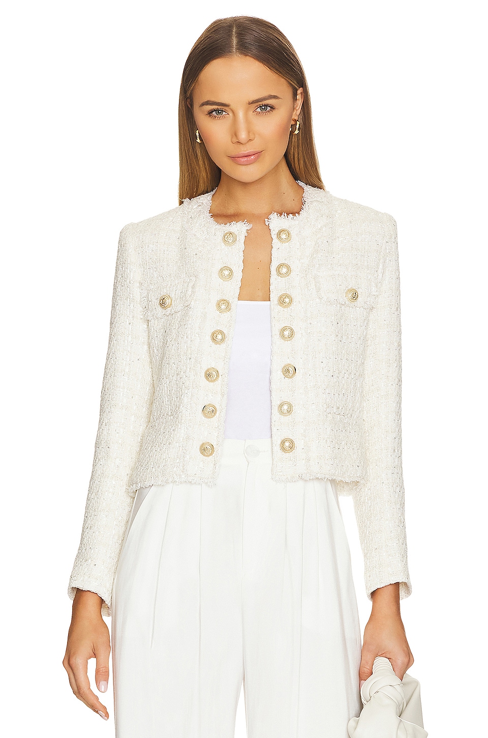 Generation Love Karson Tweed Jacket in Cream | REVOLVE