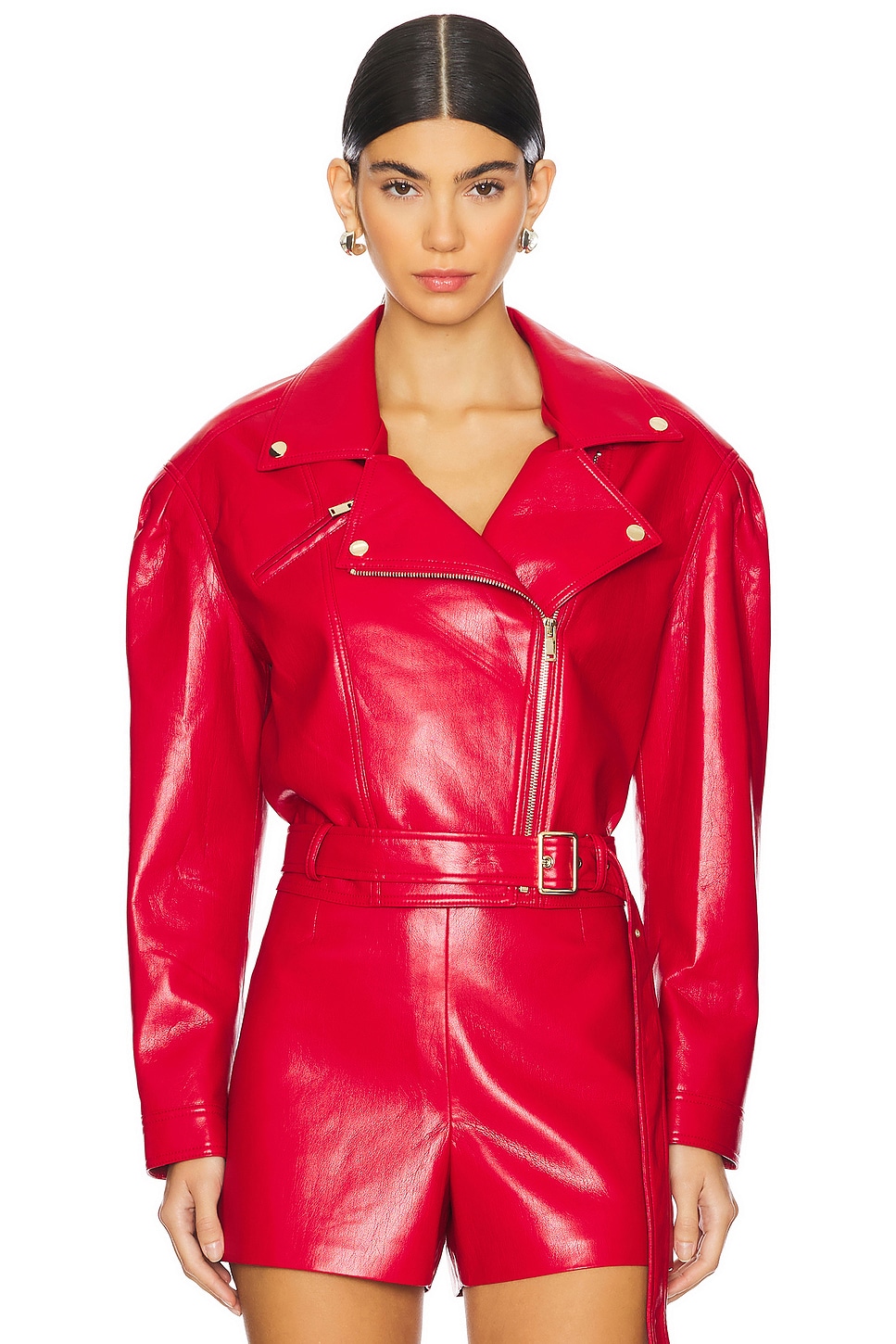 Generation Love Morello Faux Leather Jacket in Ruby | REVOLVE