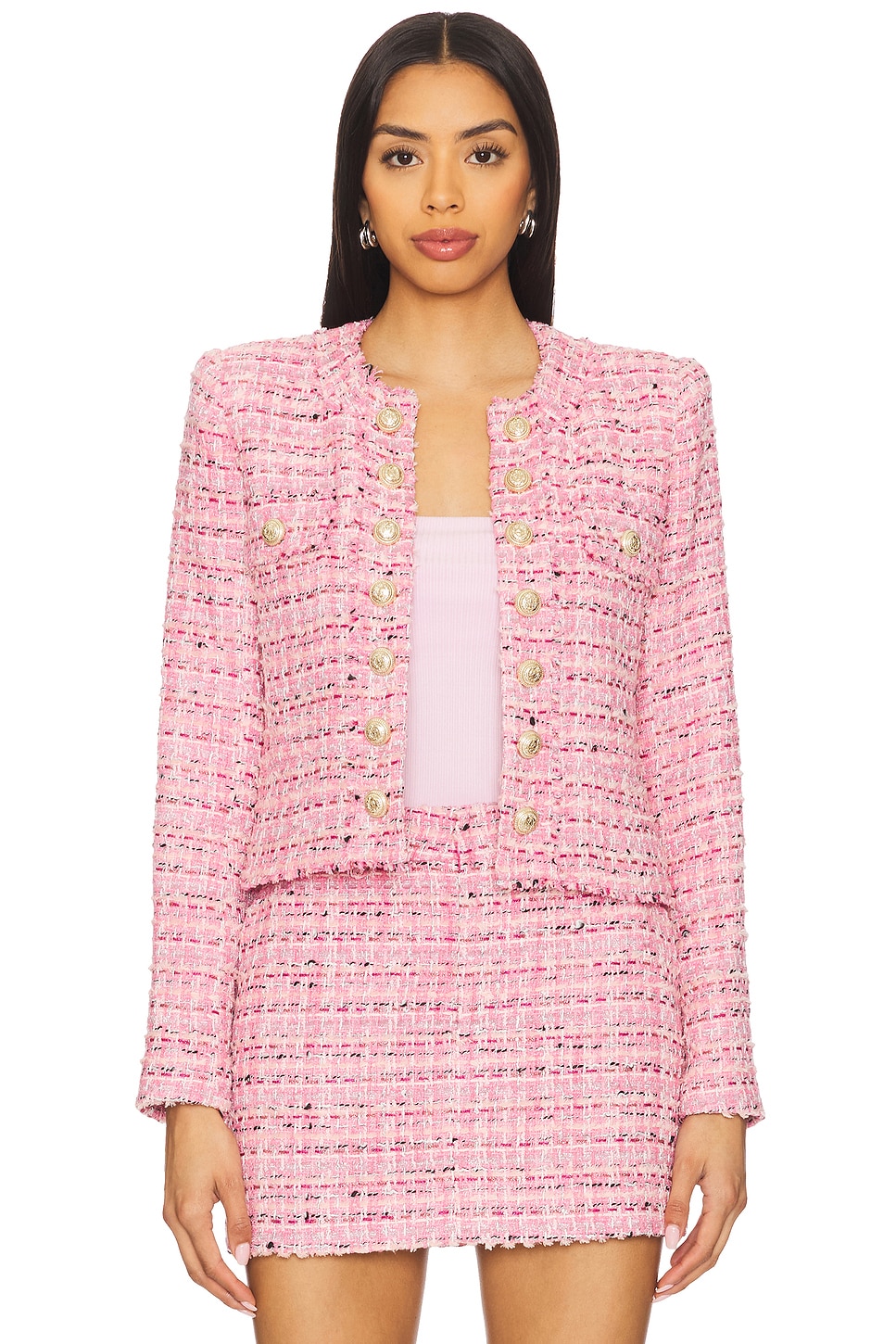 ジャケット・アウター herlipto Grace Tweed Jacket pink petale herlipto Grace Tweed Jacket pink petal M（Send in mid-April