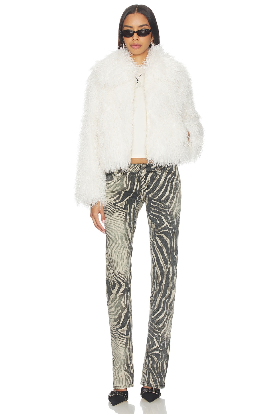 Generation Love Leslie Faux Shearling Jacket in White | REVOLVE