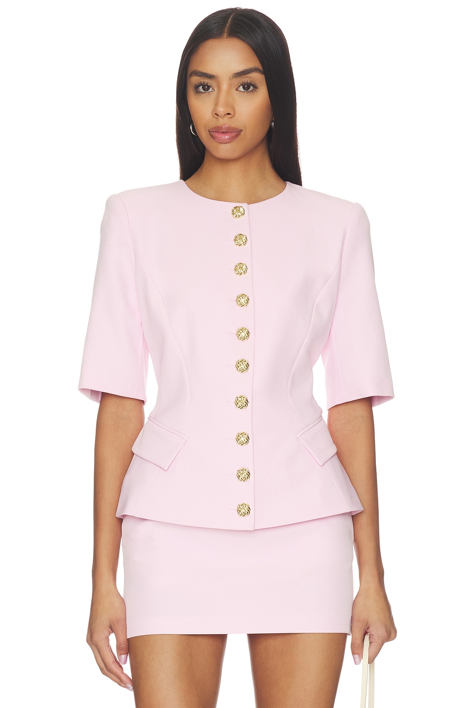 theoryluxe Row Crepe Arvadaピンクテーラードジャケット Generation Love Adriana Crepe Jacket in Soft Rose | REVOLVE