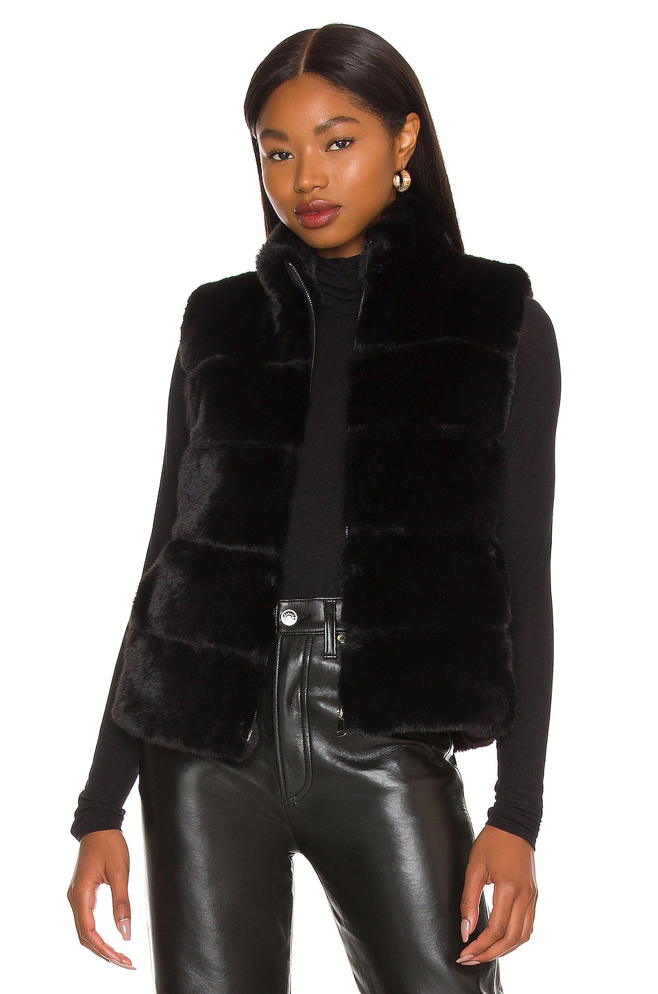 fur vest and leather jacket