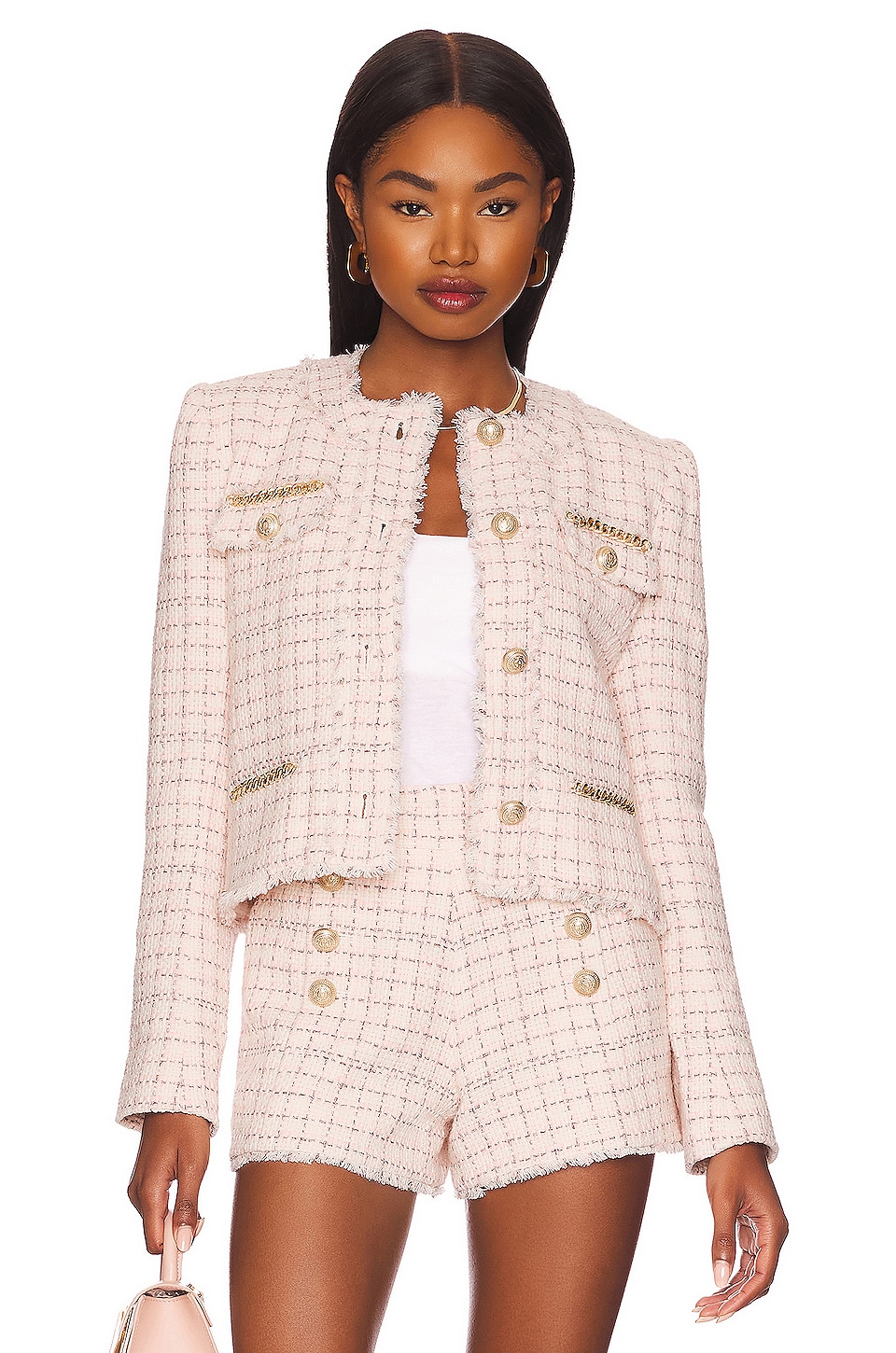 Generation Love Kristen Tweed Jacket in Pink & White | REVOLVE