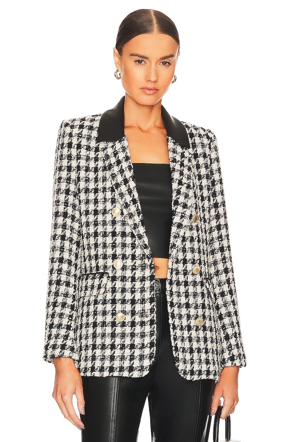 Generation Love Cassidy Blazer in Black & White Houndstooth | REVOLVE