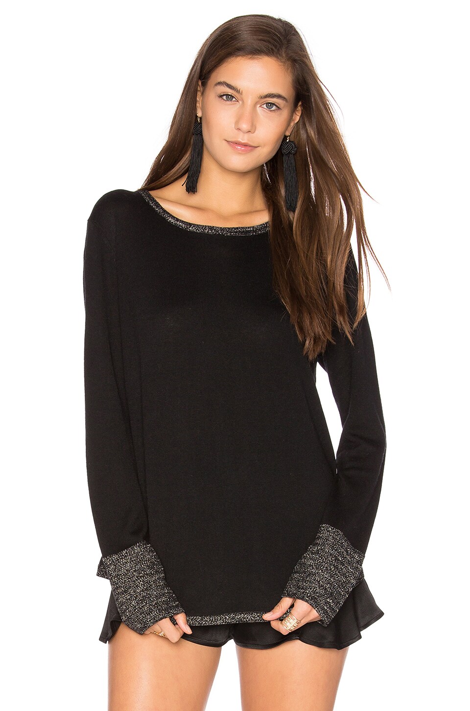Generation Love Stella Lurex Top in Black With Lurex