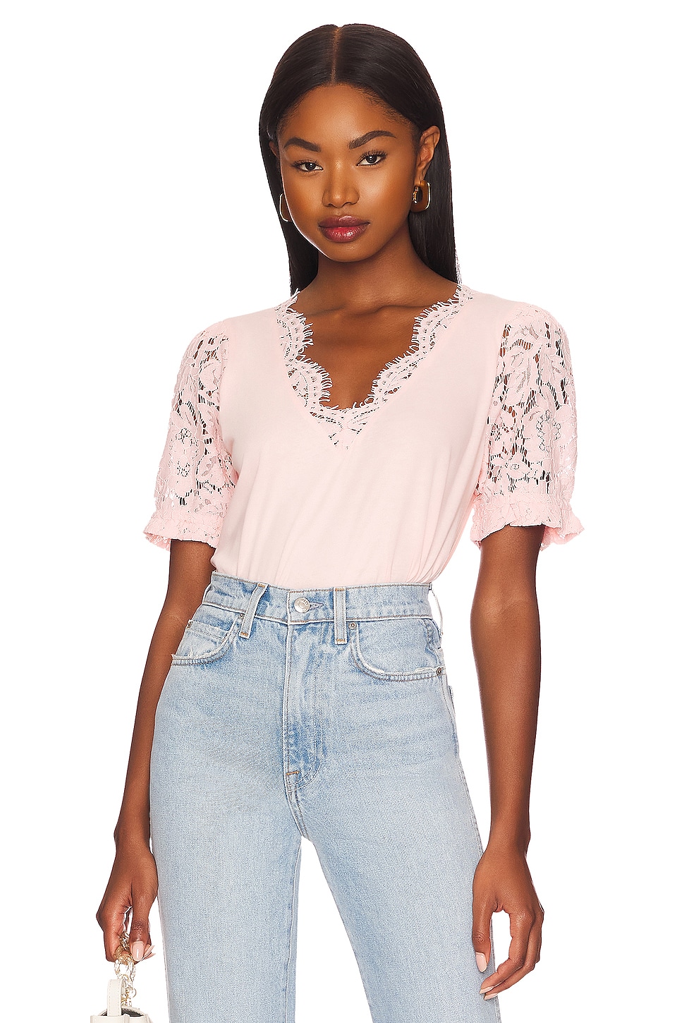 Generation Love Jess Lace Combo Top in Pixie Pink | REVOLVE