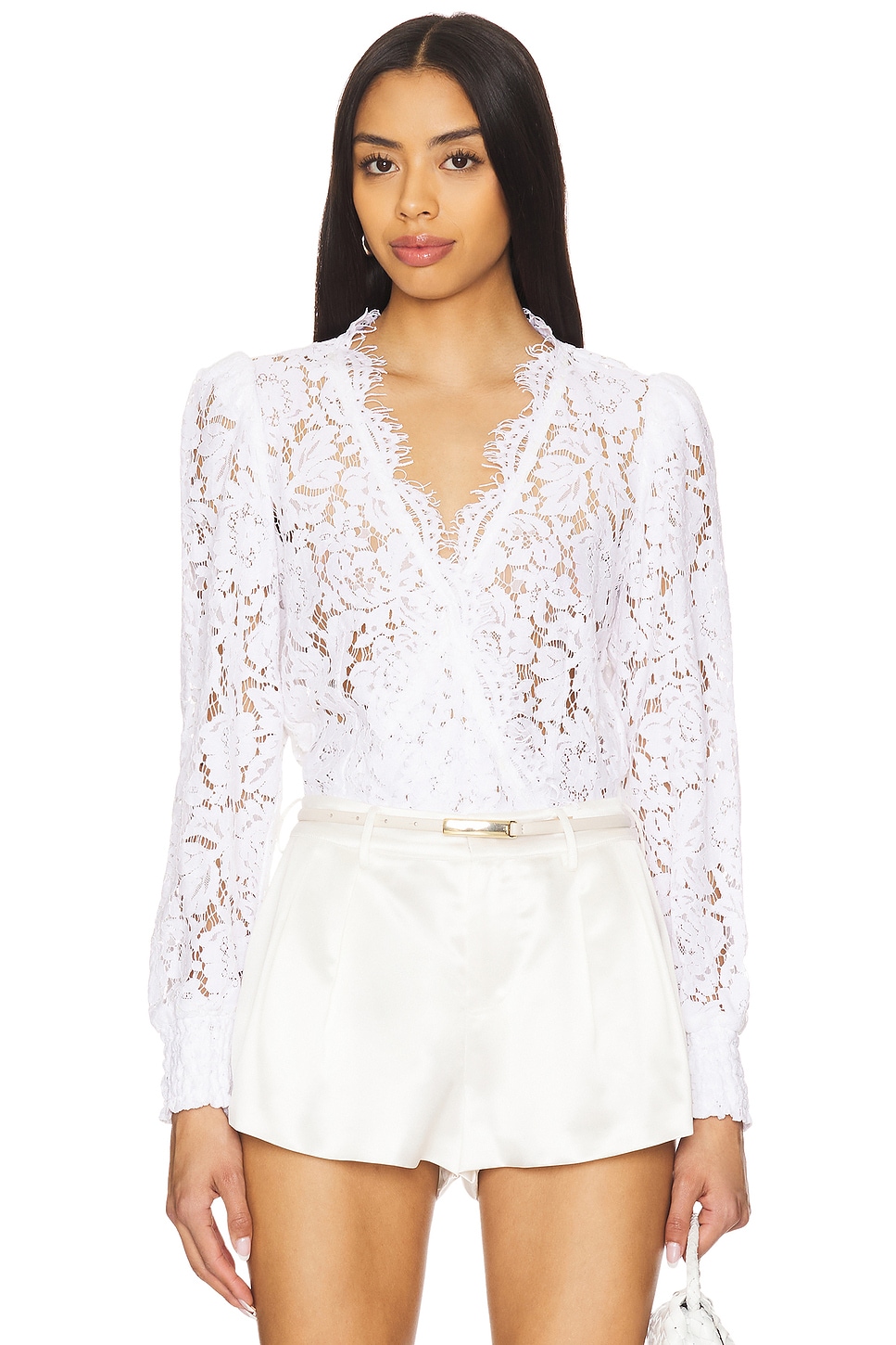 Generation Love Kairi Lace Wrap Blouse in White | REVOLVE