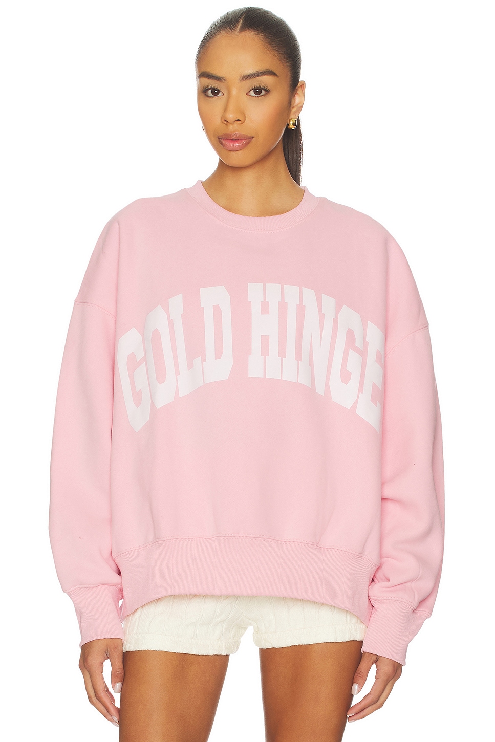 Gold Hinge Wide Arm Sweatshirt in Almond Blossom | REVOLVE