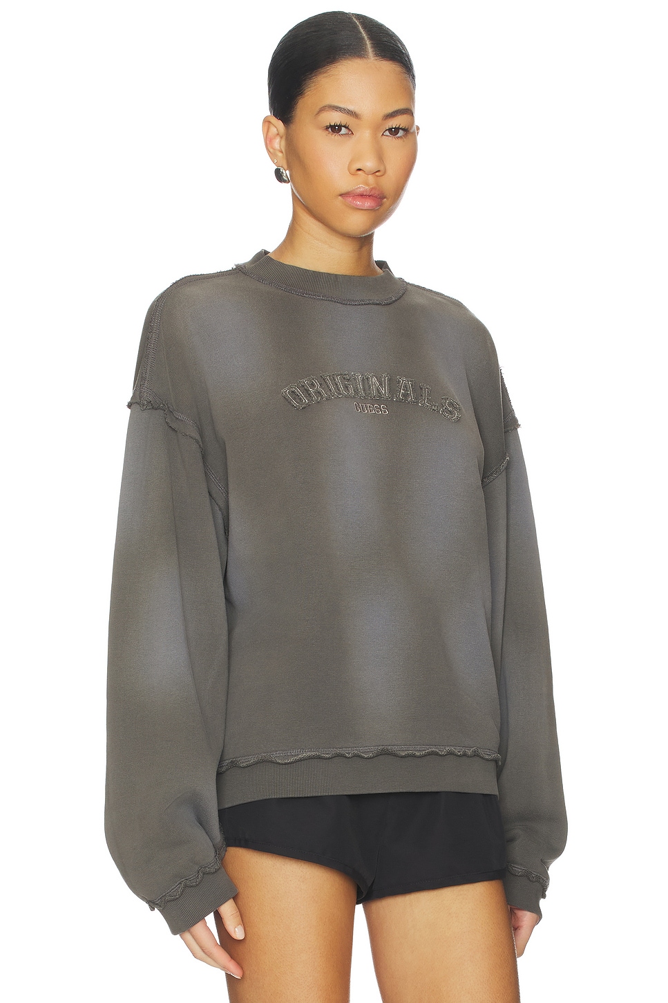 GUESS Originals Eco Boxy Applique Crewneck – Garment-Dyed Terry